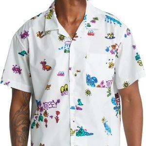 Obey Organic Doodles Woven Camp Shirt size Small NWOT